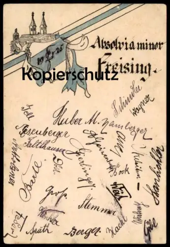 ALTE POSTKARTE ABSOLVIA MINOR FREISING 1925 ABITUR COULEURKARTE STUDENTIKA STUDENTICA UNTERSCHRIFT SPÄTH FALTHAUSER