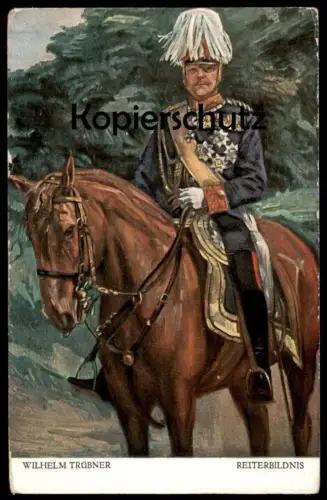 ALTE KÜNSTLER POSTKARTE WILHELM TRÜBNER REITERBILDNIS UNIFORM PORTRÄT Pferd horse cheval Dresden Ansichtskarte postcard