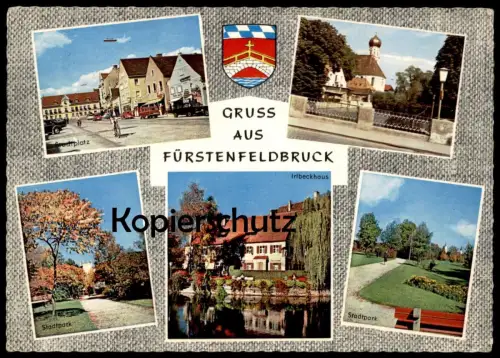 ÄLTERE POSTKARTE GRUSS AUS FÜRSTENFELDBRUCK STADTPLATZ STADTPARK OPEL WERBESCHILD AM HAUS Ansichtskarte postcard cpa