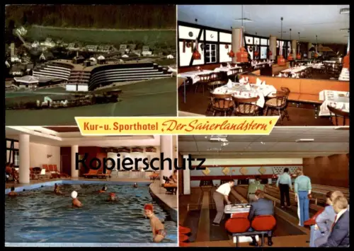 ÄLTERE POSTKARTE SAUERLANDSTERN WILLINGEN KUR- UND SPORTHOTEL HOTEL POOL KEGELBAHN Waldeck Hessen AK cpa postcard