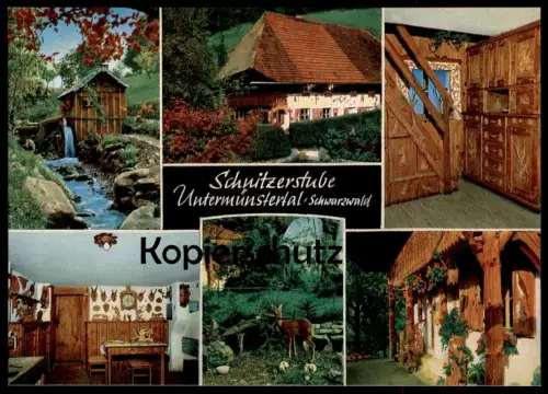ÄLTERE POSTKARTE UNTERMÜNSTERTAL SCHNITZERSTUBE SCHWARZWALD MÜNSTERTAL MÜNSTERHALDE UHR Ansichtskarte AK postcard cpa