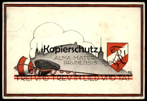 ALTE POSTKARTE BRNO ALMA MATER BRUNENSIS COULEURKARTE STUDENTIKA BRÜNN BÖHMEN ceska republika Tschechien czech republic