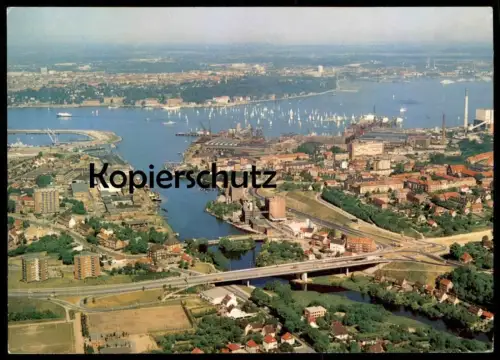 ÄLTERE POSTKARTE KIEL SCHWENTINE UND SEGELREGATTA AUF DER FÖRDE LUFTBILD LUFTAUFNAHME Ansichtskarte AK postcard cpa