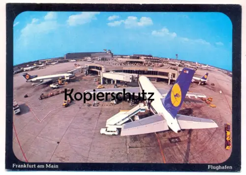 ÄLTERE POSTKARTE FLUGHAFEN FRANKFURT AM MAIN ABFERTIGUNG Flugzeug Airport Lufthansa Airplane Aircraft AK postcard cpa