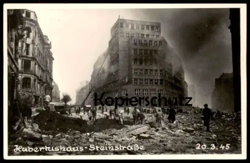 ALTE POSTKARTE HAMBURG HUBERTUSHAUS STEINSTRASSE 20.03.1945 BOMBENANGRIFF ANGRIFF BRAND KRIEG 2. WELTKRIEG ZERSTÖRUNG