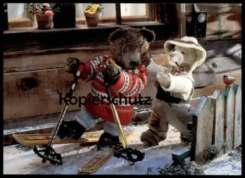 ÄLTERE POSTKARTE TEDDYBÄR WINTER SKI FAHREN SKIFAHREN SKISPORT SKIER Teddy Bären Bär bear ours chistmas cpa AK postcard