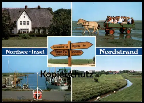 ÄLTERE POSTKARTE NORDSEE-INSEL NORDSTRAND SCHILDER ENGLAND HERRENDEICH HUSUM NORDERHAFEN SÜDEN SCHOBÜLL SCHIFF TRAUTE AK