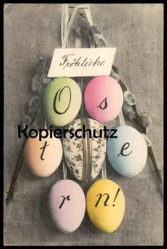 ALTE POSTKARTE FRÖHLICHE OSTERN EIER OSTERGRÜSSE EIERSTRAUCH easter greetings eggs paques Ansichtskarte AK cpa postcard