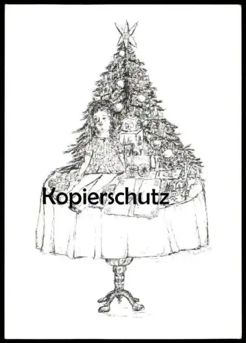 ALTE KÜNSTLER POSTKARTE KARTE WEIHNACHTEN WEIHNACHTSTISCH PUPPE TANNENBAUM INGE DENKER 1966 christmas postcard cpa