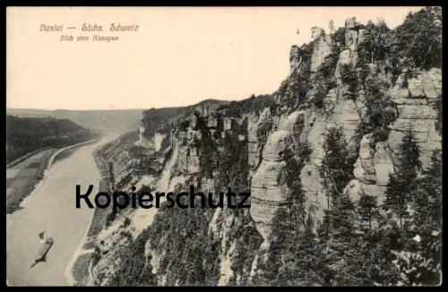 ALTE POSTKARTE DIE BASTEI SÄCHSISCHE SCHWEIZ BLICK VOM KANAPEE LOHMEN Ansichtskarte AK cpa postcard