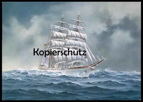 ÄLTERE KÜNSTLER POSTKARTE SEGELSCHULSCHIFF GORCH FOCK BAUJAHR 1958 SEGELSCHIFF MALER GÜNTHER TODT Schiff sailing ship