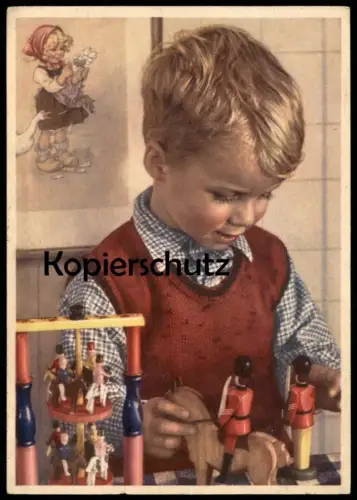 ALTE POSTKARTE JUNGE SPIELZEUG AN DER WAND BILD ROTKÄPPCHEN Le petit chaperon rouge little Red Riding Hood girl postcard