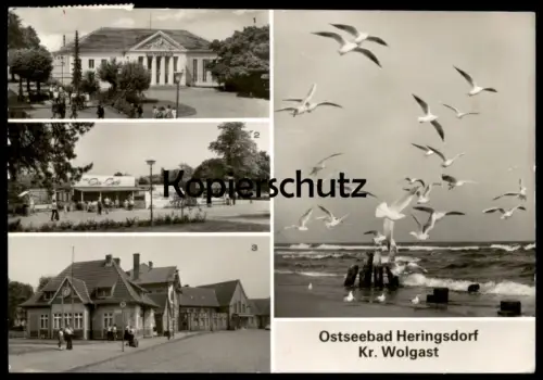 ÄLTERE POSTKARTE OSTSEEBAD HERINGSDORF BAHNHOF MÖWEN USEDOM Ostsee Mecklenburg-Vorpommern Ansichtskarte cpa postcard