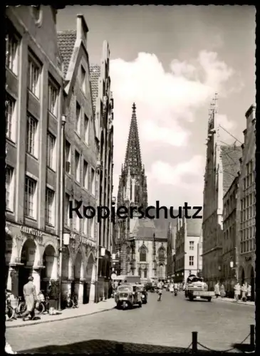 ALTE POSTKARTE MÜNSTER WESTFALEN PRINZIPALMARKT MIT ST. LAMBERTI TEMPO WICKING DREIRAD Ansichtskarte AK postcard cpa