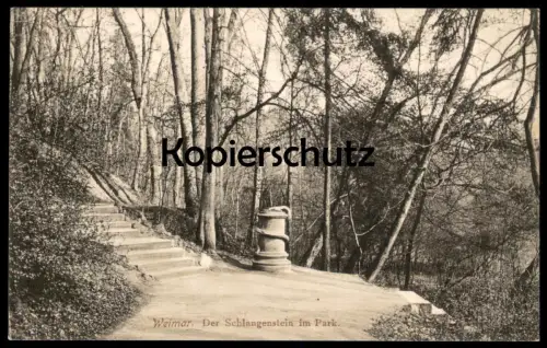ALTE POSTKARTE WEIMAR DER SCHLANGENSTEIN IM PARK 1915 Schlange snake serpent monument Ansichtskarte AK cpa postcard