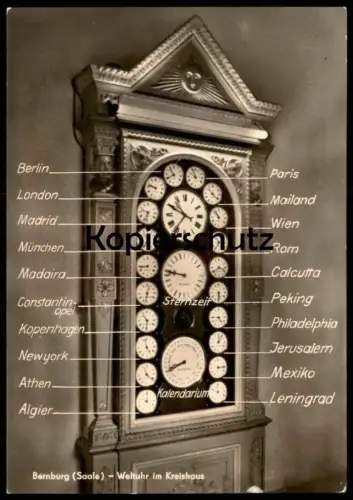 ÄLTERE POSTKARTE BERNBURG WELTUHR ALGIER WIEN CONSTANTINOPEL JEUSALEM PEKING LENINGRAD Uhr watch horloge clock postcard