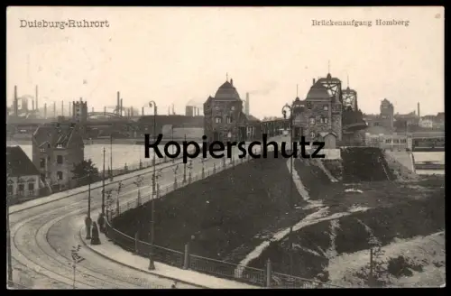 ALTE POSTKARTE DUISBURG RUHRORT BRÜCKENAUFGANG HOMBERG BRÜCKE RHEIN Ansichtskarte AK cpa postcard