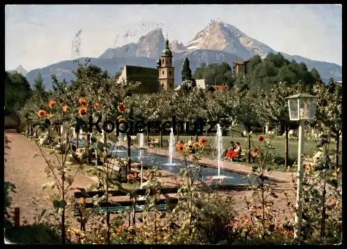 ÄLTERE POSTKARTE BERCHTESGADEN KURGARTEN MIT WATZMANN SPRINGBRUNNEN WASSERSPIELE PARK Ansichtskarte AK cpa postcard