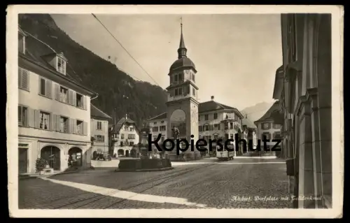 ÄLTERE POSTKARTE ALTDORF MIT TELLDENKMAL STRASSENBAHN TRAM tramway URI Schweiz Suisse Ansichtskarte AK postcard cpa