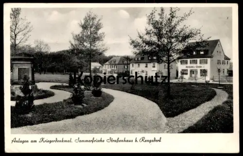 ALTE POSTKARTE STRASSENHAUS BEI RENGSDORF ANLAGEN AM KRIEGERDENKMAL PENSION ZUR LINDE Rengsdorf-Waldbreitbach AK cpa