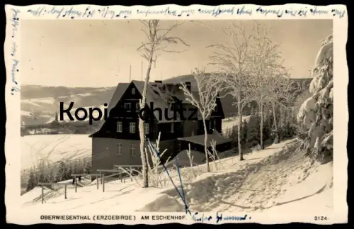 ALTE POSTKARTE OBERWIESENTHAL IM ERZGEBIRGE AM ESCHENHOF 1941 WINTER SCHNEE Ansichtskarte AK cpa postcard