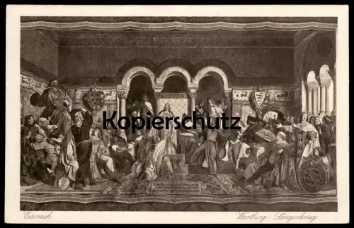 ALTE POSTKARTE DIE WARTBURG EISENACH GEMÄLDE SÄNGERKRIEG Burg castle chateau postcard Ansichtskarte cpa AK