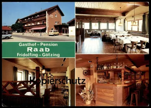 ÄLTERE POSTKARTE FRIDOLFING GÖTZING GASTHOF PENSION FAMILIE RAAB TANZBAR VW BULLI BAYERN Ansichtskarte AK postcard cpa