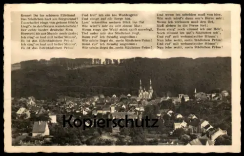 ALTE POSTKARTE PRÜM IN DER EIFEL GEDICHT LIED KENNST DU IM SCHÖNEN EIFELLAND DAS STÄDTCHEN AK Ansichtskarte postcard cpa