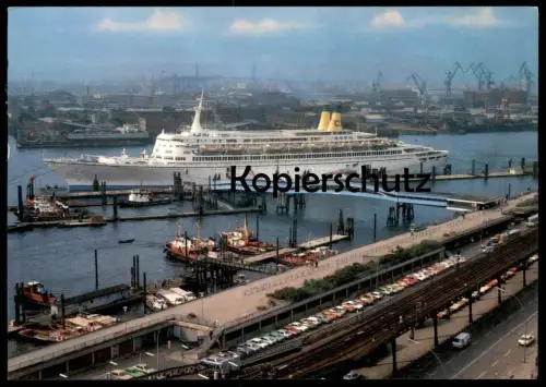 ÄLTERE POSTKARTE MS EUGENIO C COSTA KREUZFAHRTSCHIFF HAMBURG ÜBERSEEBRÜCKE Schiff Motorschiff ship bateau postcard cpa