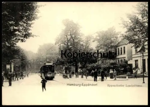 ÄLTERE REPRO POSTKARTE HAMBURG EPPENDORF EPPENDORFER LANDSTRASSE STRASSENBAHN Tram tramway Ansichtskarte AK cpa postcard