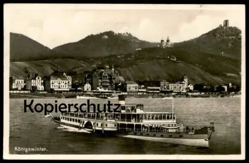 ALTE POSTKARTE KÖNIGSWINTER AM RHEIN MIT DRACHENFELS SCHIFF DAMPFER Steam Ship Steamer Rhein Rhine Rhin Rijn AK postcard