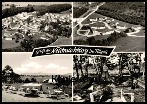 ÄLTERE POSTKARTE GRUSS AUS NEUTRAUCHBURG ISNY IM ALLGÄU REKLAME TRINK SINALCO SCHIRM Ansichtskarte AK cpa postcard