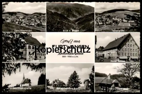 ÄLTERE POSTKARTE GRUSS AUS FURTWANGEN HOTEL SONNE HOTEL GRIESHABER ZUM OCHSEN TEILANSICHT GESAMTANSICHT AK postcard cpa