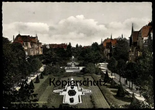 ÄLTERE POSTKARTE KREFELD RHEIN BISMARCKPLATZ BISMARCK-PLATZ Villen Villa Stempel 40 Jahre Deutsche Luftpost AK cpa