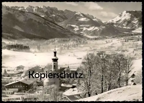 ÄLTERE POSTKARTE REIT IM WINKL BLICK AUF KAISERGEBIRGE PANORAMA IM WINTER SCHNEE snow hiver neige Ansichtskarte postcard