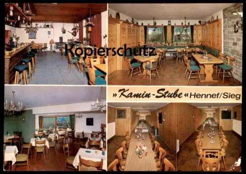 ÄLTERE POSTKARTE HENNEF SIEG DONDORF KAMIN-STUBE WIRT HEINZ DAHM KEGELBAHN KEGELN Ansichtskarte cpa postcard AK