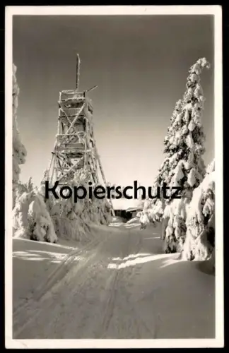 ALTE POSTKARTE DIE TAFELFICHTE IM ISERGEBIRGE WINTER SCHNEE AUSSICHTSTURM SUDETEN 1943 Ansichtskarte postcard
