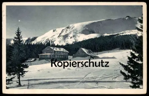 ALTE POSTKARTE RIESENGEBIRGE SCHLINGELBAUDE PRINZ-HEINRICH-BAUDE KRUMMHÜBEL Karpacz Karkonosze Krkonose O. Blau postcard