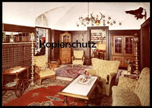 ÄLTERE POSTKARTE GARMISCH PARTENKIRCHEN HAUS TANNENBERG TEILANSICHT EINES AUFENTHALTSRAUMES ELIZABETH BRACKMANN AK cpa