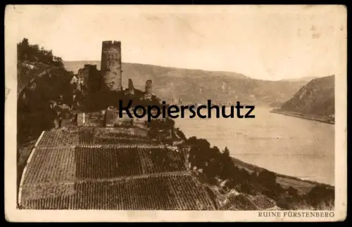ALTE POSTKARTE RUINE FÜRSTENBERG OBERDIEBACH RHEINDIEBACH RHEIN-NAHE Burg Wiese's Schokolade Köln Ansichtskarte postcard