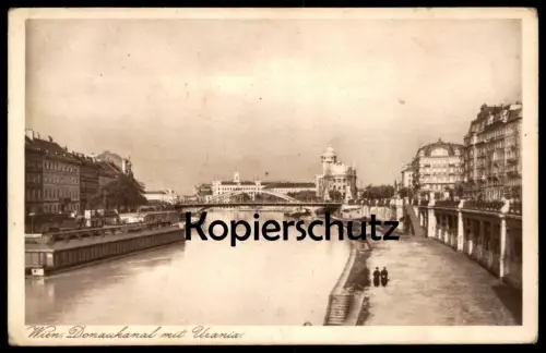 ALTE POSTKARTE WIEN DONAUKANAL UND URANIA KANAL UFER PROMENADE Verlag Grapha Wien Ansichtskarte AK cpa postcard