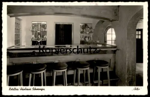 ALTE POSTKARTE SCHWANGAU HOTEL WEINBAUER HOTELBAR BAR COCKTAILGLÄSER SHAKER Telefon Füssen postcard Ansichtskarte
