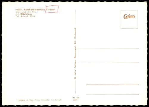 ÄLTERE POSTKARTE HOTEL AUTOBAHN-RASTHAUS FERNTHAL ÜBER LINZ ASBACH RASTHOF AUTOHOF RASTSTÄTTE highway motorway autoroute