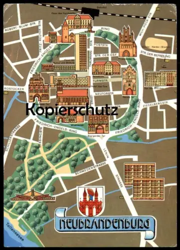 ÄLTERE POSTKARTE NEUBRANDENBURG STADTPLAN ENTWURF SCHEUNER KARL-MARX-STADT Landkarte map Ansichtskarte AK cpa postcard