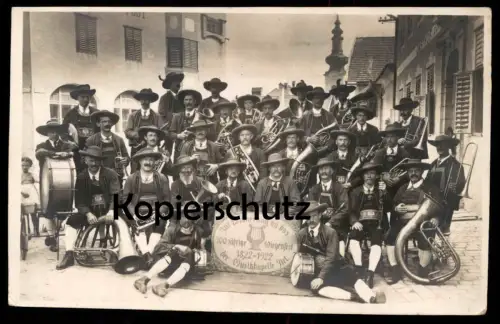ALTE POSTKARTE ZIRL ZUR ERINNERUNG AN DAS 100-JÄHRIGE WIEGENFEST DER MUSIKKAPELLE ZIRL 1922 Kapelle Musikinstrument AK