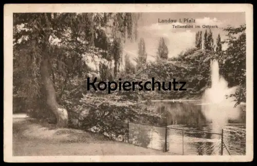 ALTE POSTKARTE LANDAU TEILANSICHT IM OSTPARK PARK Fontaine fountain 1918 AK Ansichtskarte cpa postcard