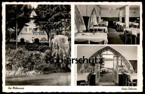 ÄLTERE POSTKARTE KÖRBECKE MÖHNESEE HAUS DAHEIM HOTEL RESTAURANT CAFÉ F. SCHÜRMANN Möhnetalsperre Talsperre Ansichtskarte