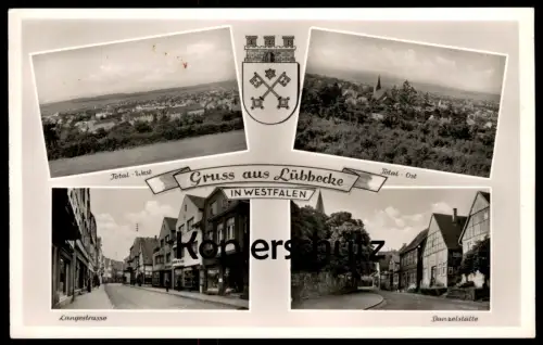 ALTE POSTKARTE GRUSS AUS LÜBBECKE IN WESTFALEN TOTAL-WEST TOTAL-OST LANGESTRASSE DANZELSTÄTTE Ansichtskarte AK postcard