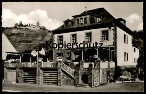 ÄLTERE POSTKARTE ALKEN MOSEL GASTHAUS PENSION GUSTAV HÜRTER BAHNSTATION KATTENES Rhein-Mosel Kobern-Gondorf AK cpa