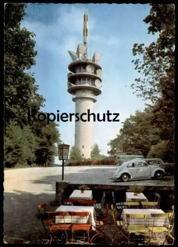 ÄLTERE POSTKARTE HOTEL RESTAURANT BISMARCKBURG AM FERNSEHTURM INHABER PAUL GRENZ VW KÄFER PORTA WESTFALICA BEI MINDEN
